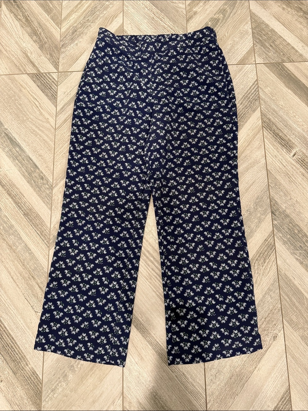 Hill House Navy Floral Wide-Leg Pants